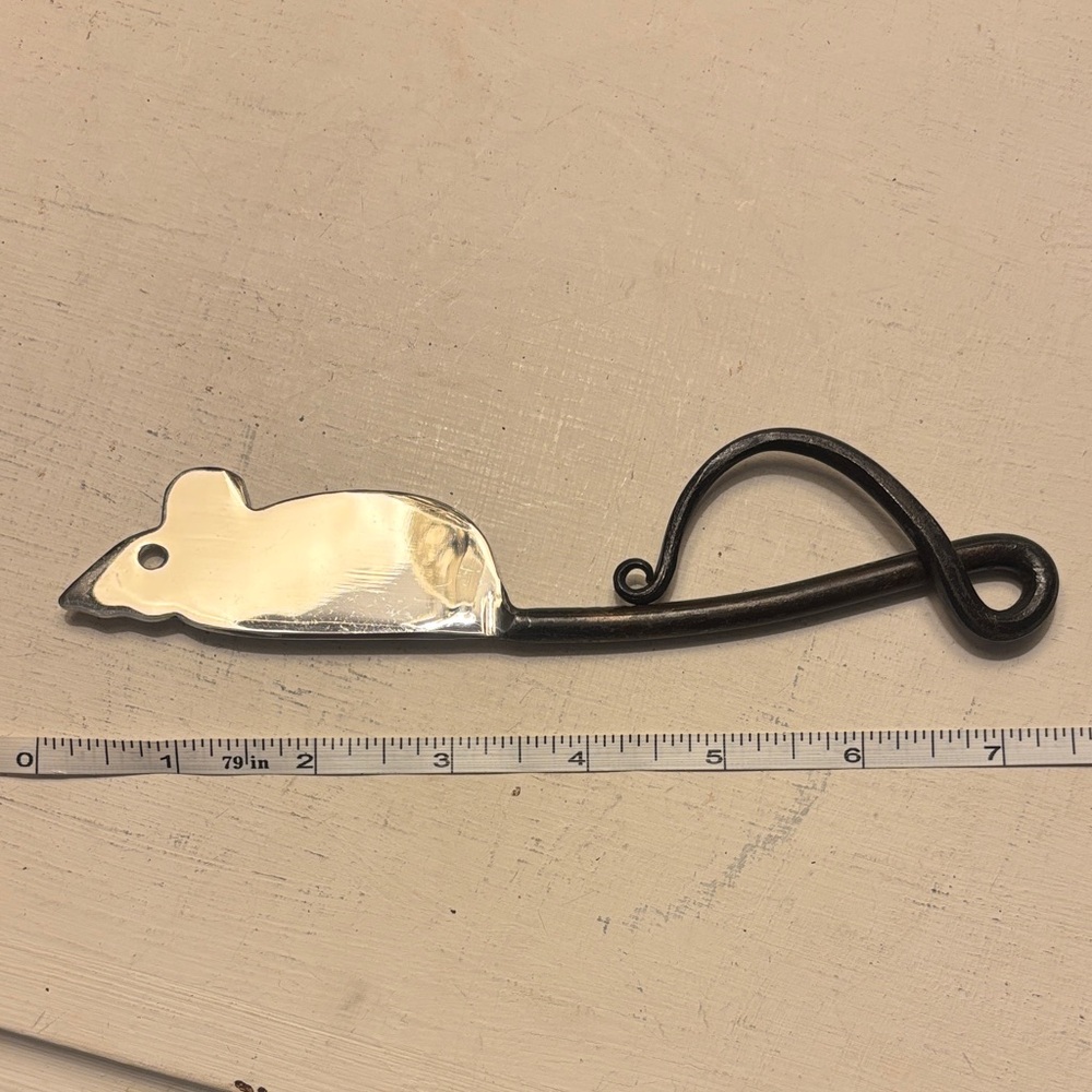 Decorative Black & Silver Mouse Shaped Small Cheese Knife